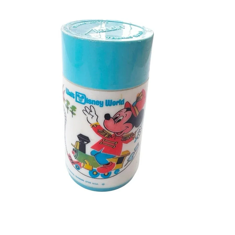 Vintage 70’s WALT DISNEY WORLD Mickey Mouse Lunch Box HAPPY 50 YEARS & Thermos